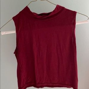 Red High Neck Crop Top